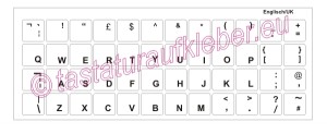 englische tastaturaufkleber, transparent, schrift schwarz