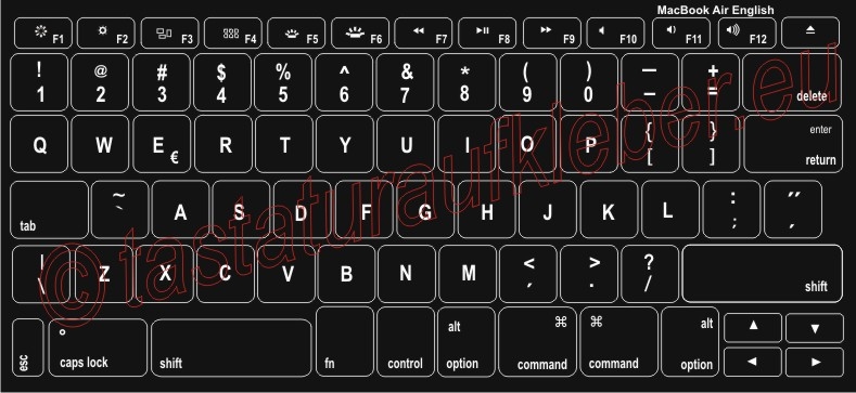 Tastaturaufkleber ENGLISCH für Mac
