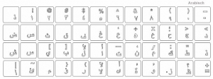 Tastaturaufkleber ARABISCH, transparent, weisse Schrift