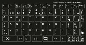 Tastaturaufkleber DEUTSCH-SCHWEIZ (SF) 12x12