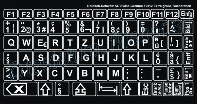 Tastaturaufkleber DEUTSCH (SCHWEIZ) SG Extra grosse Buchstaben