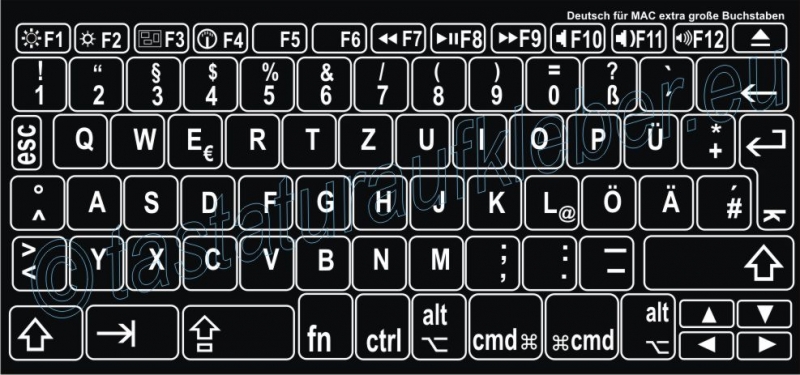 Tastaturaufkleber DEUTSCH für MAC-Tastatur Grosse Buchstaben