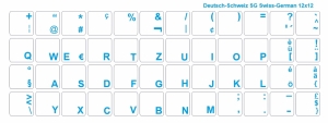 Tastaturaufkleber Deutsch (Schweiz SG), transparent, Schriftfarbe Blau