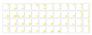 Tastaturaufkleber Deutsch (Schweiz SG), transparent, Schriftfarbe GELB