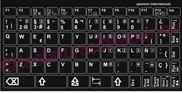 Tastaturaufkleber Spanisch-für Ihre PC-, Notebook-oder Webbooktastatur