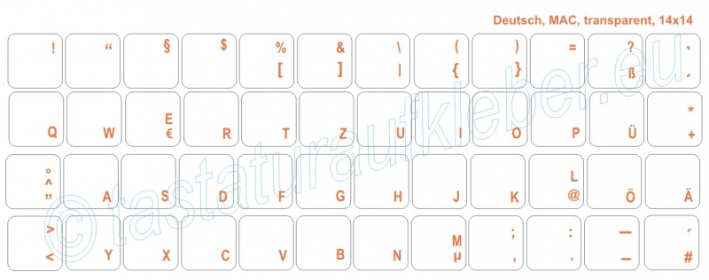 Tastaturaufkleber DEUTSCH für MAC, transparent