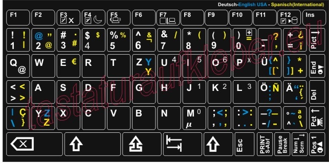 Tastaturaufkleber DEUSCH-ENGLISCH(USA)-SPANISCH