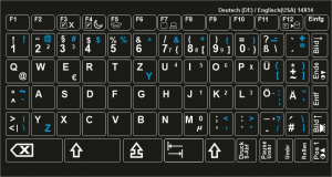 Tastaturaufkleber Deutsch-Englisch(USA) 14x14 mm.