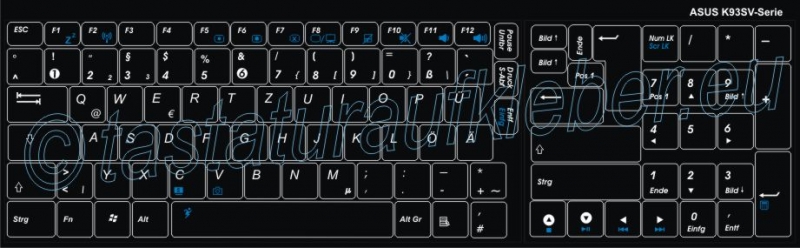 Tastaturaufkleber Deutsch für ASUS-Tastatur K93SV-Serie