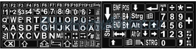 Tastaturaufkleber Deutsch, extrem grosse Buchstaben