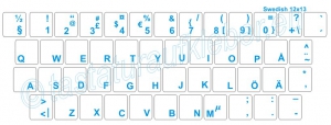 Tastaturaufkleber SWEDISH, blaue Schrift, transparent
