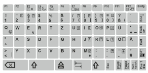 Tastaturaufkleber DEUTSCH, Hintergrundfarbe Silber