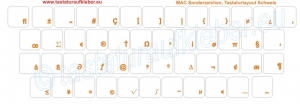 Tastaturaufkleber Sonderzeichen für Mac, Tastaturlayout Deutsch (Schweiz)