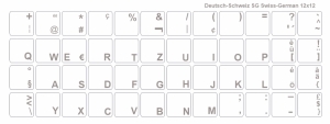 Tastaturaufkleber Deutsch (Schweiz SG), transparent, Schriftfarbe Weiss