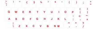 Tastaturaufkleber Englisch (UK), rot, transparent