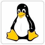 Aufkleber Linux-Maskottchen, 12x12 mm., 32 Stück auf Bogen