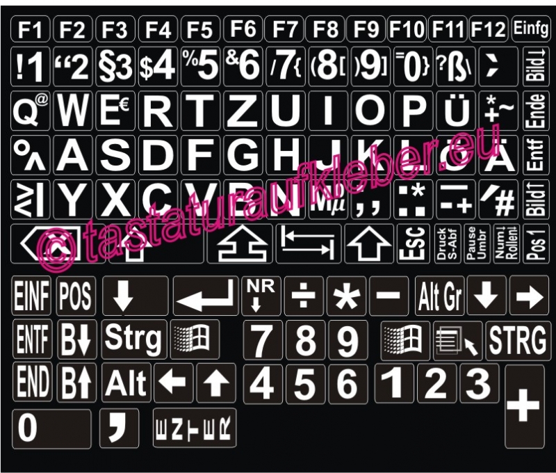 TASTATURAUFKLEBER DEUTSCH EXTREM GROSSE BUCHSTABEN