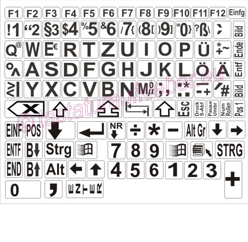 TASTATURAUFKLEBER DEUTSCH EXTREM GROSSE BUCHSTABEN