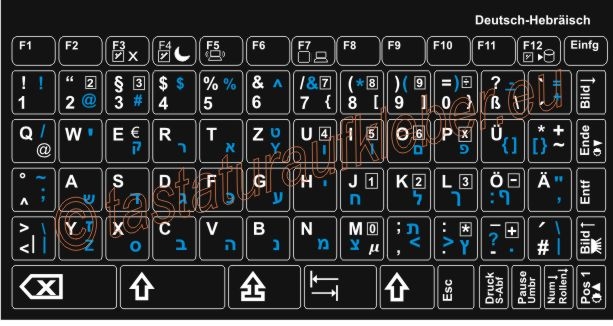 TASTATURAUFKLEBER DEUT-HEBRÄISCH